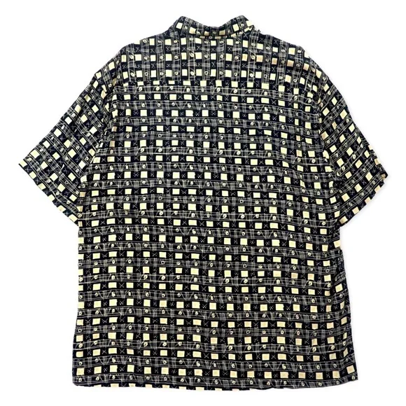 90s CAMPIA MODA Aloha Men’s Hawaiian Shirt XL Black Rayon All-over Pattern - Picture 2 of 5